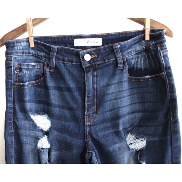 KanCan MidRise Leopard Patch Skinny Jeans 15 31 (12) Preowned - Picture 6 of 16